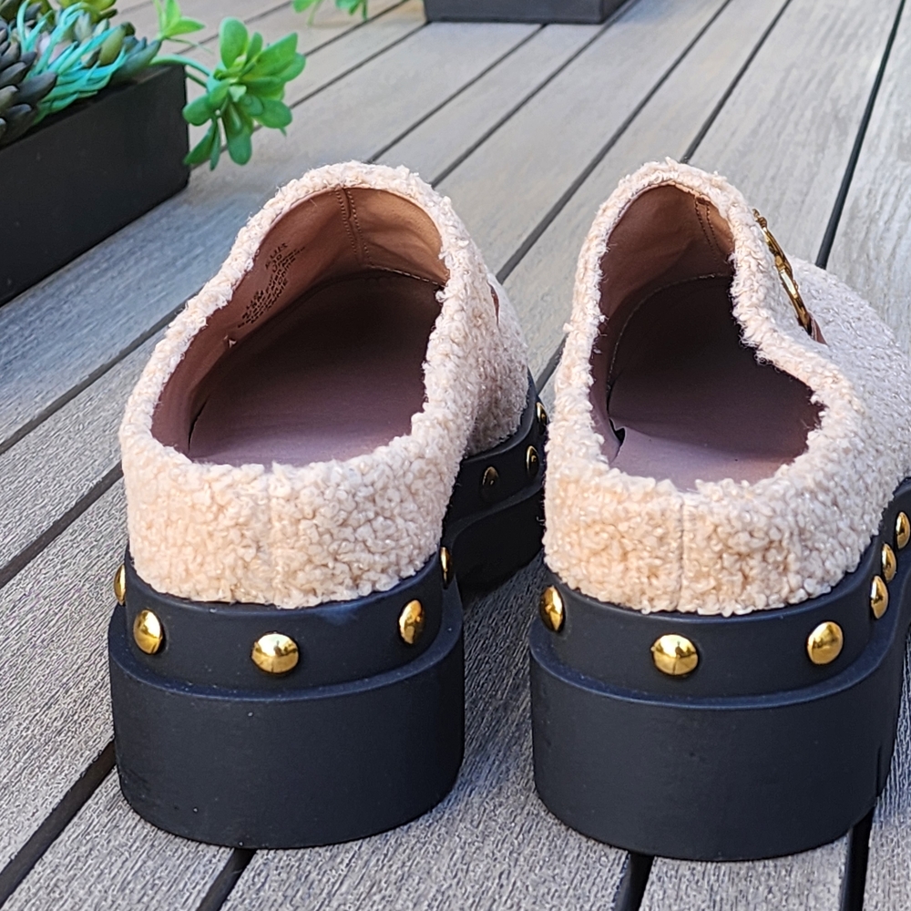 Circus By Sam Edelman Women's Annie Shearling Studded Lug Sole Clogs Size 7.5 - Picture 5 of 8
